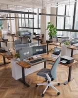 Marsail Standing Desk Adjustable Height with 4-in 1 Electical Outlet, L Shaped Electric Standing Desk (63x55 inch, Rustic) Marsail