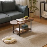 Aibiju Rustic Coffee Table Splicing Design, TV Centre Table Stand 35 * 16 * 17", 2-Tier Oval Wood Tea Table for Living Room Apartment Rustic Brown YD-011H Aibiju