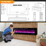 ORALNER 72” Smart WiFi Electric Fireplace, Ultra Thin Linear Recessed & Wall Mounted App Controlled Fireplace Heater with Adjustable Flame Color & Speed, Remote, 12 H Timer (72 INCHES) ORALNER