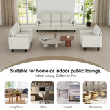 kinbor Small Couches for Small Spaces - Creamy White Modern Loveseat Sofa with Magazine Pockets & Detachable Cover, Durable Foam Couch for Living Room, Office, Salon kinbor