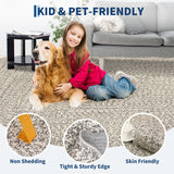 Garvee Printed Rug (Not Woven!) 8x10 Living Room Area Rug Non-Slip Washable Rugs, Farmhouse Scalloped Large Bedroom Rugs Stain Resistant Ultra-Thin Foldable Carpet for Nursery Dining Room Garvee