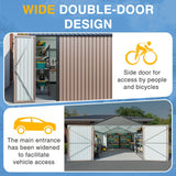 Breezestival 12x20ft Metal Carport Shed, Triple Door Outdoor Storage Building with Car Port Entry & Side Door, 700 cu ft Utility Shed with 11" Snow Load Capacity for Garden, Vehicle, Bike Storage Breezestival