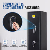 BlackSmith 5 Biometric Rifles Safe Long Gun Safe for Home Rifles and Pistols Quick Access Fingerprint Gun Cabinet Dual Alarm 2 Rifles Gun Rack Password Memory Function 16 Gauge Alloy Steel BlackSmith