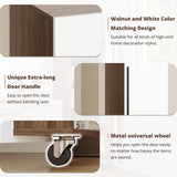 IRONCK 70" Pantry Storage Cabinet, Single Cabinet Pantry, Freestanding Tall Narrow Cupboard with 11 Adjustable Shelves for Dining Room, Living Room, Walnut and White IRONCK