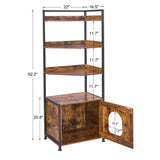BEWISHOME Cat Litter Box Enclosure Furniture, Hidden Litter Box Furniture for Living Room, Large Cat Furniture with 4 Tier Shelves and Door, Rusitc Brown, CMW06Z BEWISHOME