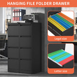 IKIMI 4 Drawer File Cabinet,Metal Filing Cabinets with Lock,Black Vertical File Cabinet for Home Office,Heavy Duty Metal Storage Cabinet for A4/Letter/Legal Size File,Assembly Required IKIMI