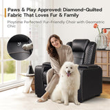 ANJ Power Recliner Home Theater Seating, Electric Recliner Chair with Adjustable Headrest,PU Leather Dual Motor Movie Reclining Chairs with Cup Holders LED Lights,USB Port,Hidden Arm Storage (Black) ANJ