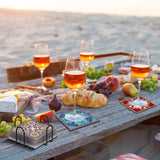 Purpeak 8 Pcs Diamond Coasters Diamond Painting Coasters DIY Mandala Kits with Holder Square Boho Paisley Art 5d Kits for Beginners Adults Craft Purpeak