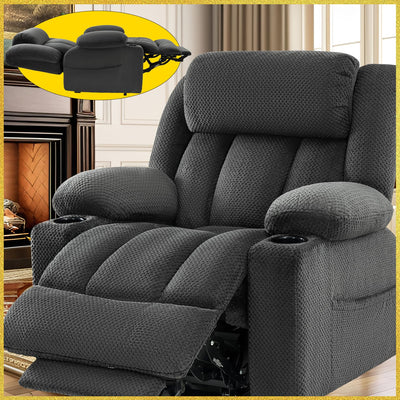 Neioml 3 Motor Large-Wide Lift Chair, Infinite Position, 180° Lay Flat, Power Lift Chairs Recliners for Elderly Big and Tall, Massage & Heat, Extended Footrest, Soft Plush Flannel (Gray)