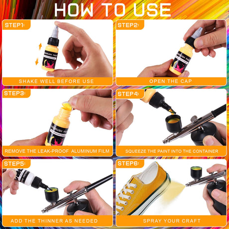BLESTALIDO 24 Colors Airbrush Paint Set - Ready to Spray Acrylic Paints - Rich Pigments, Water-Based, for Models, Miniatures, Figurines, Canvas, Fabric & More - 20ml Bottles BLESTALIDO