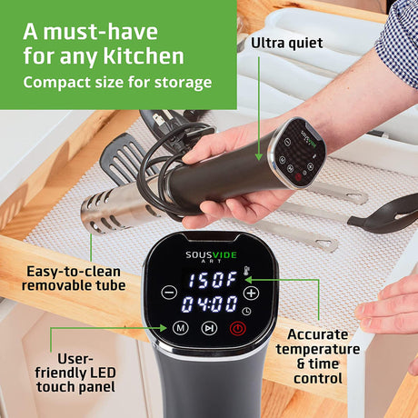 SOUSVIDE ART Sous Vide Immersion Cooker Kit - Machine with Digital Timer, Temp Control, 30 Bags, Vacuum Pump, Suvee Cooker Gift for Chefs SOUSVIDE ART