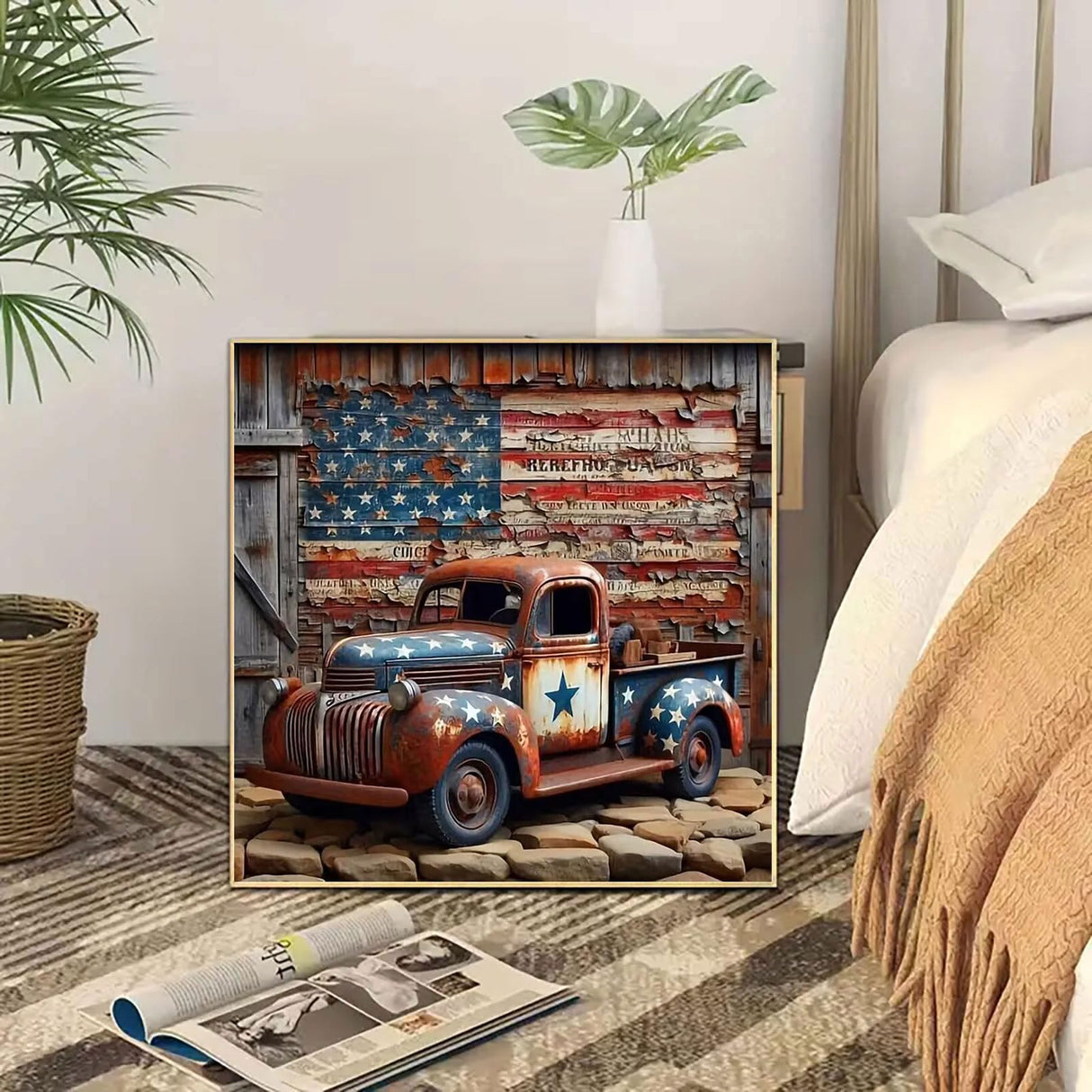 CHWGLFGG 5D Car Diamond Art Kits for Adults Beginners,DIY Full Round Drill Truck Diamond Painting Kits American Flag,Paint by Diamonds Dot Gem Art Crystal Easy,Home Wall Decor 11.8X11.8Inch CHWGLFGG