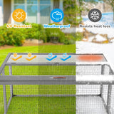 COZIWOW Portable Chicken Coop with UV-Proof Panel, 4X Garden Stakes, Wooden Rabbit Hutch, Chicken Brooder Indoor, Outdoor Folding Chicken Cage, Top & Side Openable Doors, 45.3Inch (Grey) COZIWOW