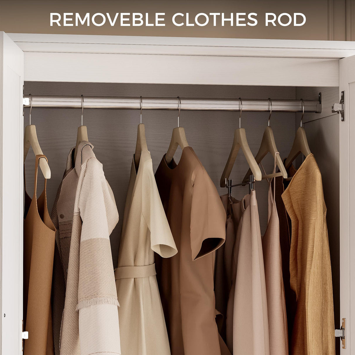 IRONCK Armoire Wardrobe Closet, 70.87" H Wooden Bedroom Armoire with 2 Louvered Doors, 2 Drawers and Shelves, Large Freestanding Clothing Storage Cabinet, White IRONCK