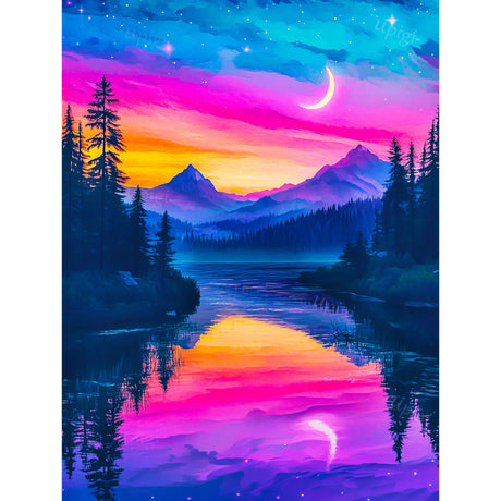 Upigi Diamond Painting Kits for Adults,Lake Landscape DIY 5D Diamond Painting Kits for Beginners,Round Full Drill Gem Art Crafts Kit for Home Wall Decor 12 x 16 Inch Upigi