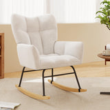 Skandiquip Nursery Rocking Chair, Rocking Chairs for Nursery, Baby Rocker Chair, Glider Rocker, Anti-Tip Safety Design, 440 Lb Weight Capacity, Cotton Fabric Cover, White Skandiquip