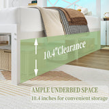 ChicZhiNest Queen White Metal Bed Frame with USB Charging Station, LED Ambient Lighting, and Wooden Storage Headboard - Includes Under-Bed Storage, No Box Spring Needed, Noise Free, Easy to Assemble ChicZhiNest