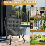 VINGLI Outdoor Egg Chair Oversized Lounge Chair with Cushions, Wicker Chair Indoor for Patio Porch, Backyard, Living Room, Balcony, 600lb Capacity (Black) VINGLI