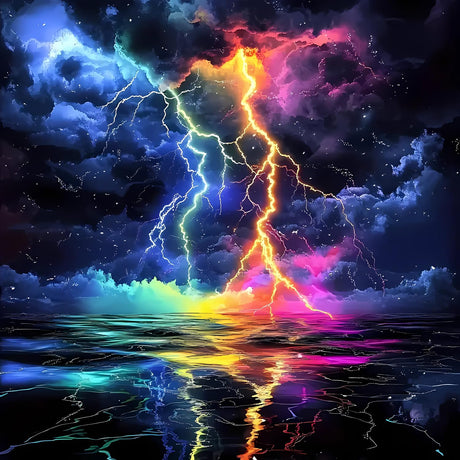 Diamond Art Kits for Adults, 5D Diamond Painting Kits, Colorful Lightning Dimond Art Paintings Kit, Diamond Dot, Gem Painting Kit, Crafts for Adults, Paint by Diamonds, Home Wall Decor Gifts 14x14inch Rekxtmo