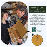 Wood Cookbook Stand for Kitchen Counter - Reversible Wooden Recipe Book Holder Stand with Cooking Measurement Conversion Card - Gift-Ready Adjustable Tablet Cook Book Holder with Charging Cable Slot ULLAHOLM