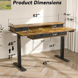 FICIHI Electric Standing Desk USB A/C Charging Port, Electric Height Adjustable Desk,63 x 30 inches Desk with 4 Drawers,Larger Table Legs,Ergonomic Workstation Suitable for Home Gaming Office FICIHI
