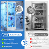 Desirable Life Glass Display Cabinet with 13-Color Light, 63" 4-Tier Curio Cabinet with 2 Glass Doors & Lock, Lighted Display Case with Adjustable Shelves for Collectibles Figures Trophy (White) Desirable Life