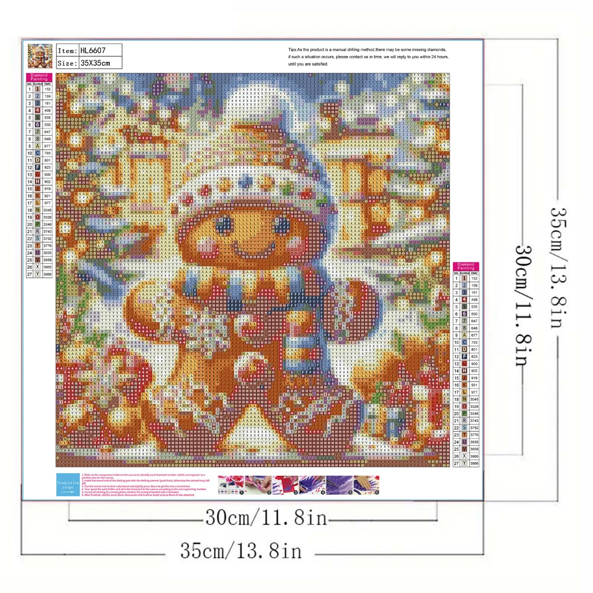 Winter Diamond Painting Kits for Adults,5D Diamond Art Painting Kits for Christmas Gingerbread Man, DIY Full Round Drill Diamond Diamonds Gem Art and Crafts Home Decor 13.8 x 13.8Inch GEMFAMILY