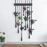 PLUSINNO V9 Vertical Fishing Rod Holders, Wall Mounted Fishing Pole Holders, Fishing Rod Rack Holds Up to 9 Rods or Combos, Fishing Rod Holders for Garage, Fits Most Rods of Diameter 3-19mm PLUSINNO