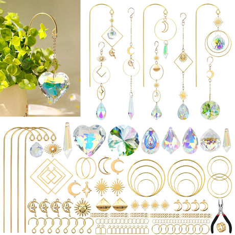DIY Sun Catcher Kits for Adults, 260 pcs Crystal Suncatchers Making Suppliers for Garden Plant Windows Hanging Art and Crafts for Women Valentines Mother's Day Birthday Gifts Home Decor HYBEADS
