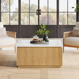 Tribesigns 31.5" Square Coffee Table, Modern Wood Center Table Cocktail Furniture for Living Room, White & Brown Tribesigns