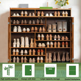 walkclpck Shoe Cabinet with 2 Flip Drawers, 7 Tier Shoe Storage with Adjustable Shelves, Bamboo Freestanding Shoe Rack Shoe Organizer for Entryway, Foyer, Hallway, Bedroom walkclpck