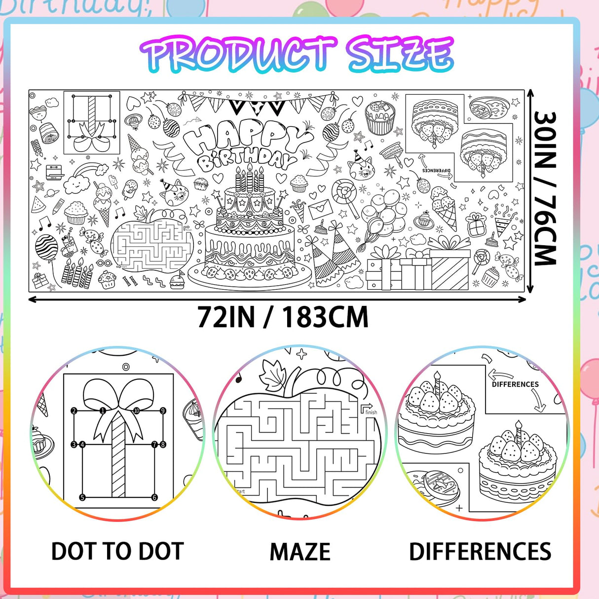 Zhzcncg Princess Party Giant Coloring Poster,30x72 Inch Drawing Paper oloring Table Cloth,DIY Princess Activity Tablecloth Magical Castle for Kids Birthday Themed Wall Home Classroom Party Suppiles Zhzcncg