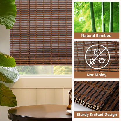 Elegant Bamboo Roll-Up Blinds for Indoor & Outdoor Spaces - 42''W x 72''H Light Filtering Shades