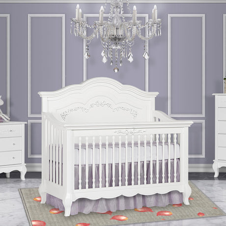 Evolur Aurora 5-in-1 Convertible Crib in Frost, Greenguard Gold Certified, Features 3 Mattress Height Settings, Sturdy and Spacious Baby Crib, Wooden Furniture Evolur