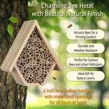 Wooden Bee House and Bee Hotel for Your Garden or Orchard, Attracts Pollinators: Mason Bee and Leafcutting Bees Vollenkor
