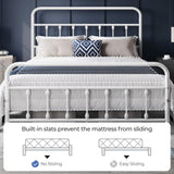Yaheetech Classic Metal Platform Bed Frame Mattress Foundation with Victorian Style Iron-Art Headboard/Footboard/Under Bed Storage/No Box Spring Needed/Full Size White Yaheetech