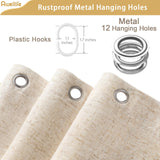 Awellife Linen Shower Curtain Beige Boho Farmhouse Shower Curtains for Bathroom Fabric Cream Cloth Liner 72 x 72 Inch Awellife