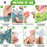 Wivico 8 Pcs Butterfly Diamond Art Kits for Adults,Small Butterfly Stakes Diamond Painting Craft for Garden Home Decoration Wivico