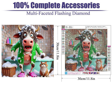 Funny Cow Diamond Painting Kits for Adults Beginners, 5D Diamond Art Kits for Adults, Gem Arts and Crafts for Beginners, Full Round Drill Paint with Diamond for Home Wall Decor 14X14 Inches uuxsretaio