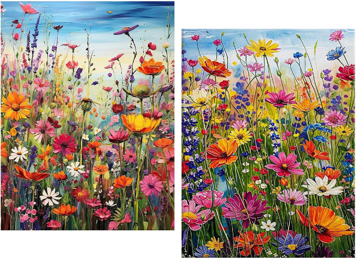 2 Pack Wild Flowers Paint by Numbers for Adults,Bohemian Style DIY Paint by Diamonds Dot,Adult Paint by Number Kits on Canvas Flowers,Home Wall Decor 12x16 inch Kaixine