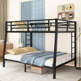 Bellemave Full XL Over Queen Metal Bunk Bed for Adults,Heavy-Duty Bunk Bed with 2 Ladders,Full Over Queen Bunk Beds,Space-Saving Bunk Bed for Kids/Teens/Adults,Noise-Free,Black Bellemave