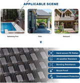 Kullavik Outdoor Patio Furniture Set 12 Pieces Sectional Rattan Sofa Set Brown PE Rattan Wicker Patio Conversation Set with 10 Navy Blue Seat Cushions and 2 Tempered Glass Table Kullavik