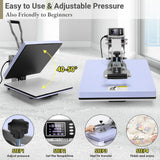 AKEYDIY 15x15 Heat Press, Digital Shirt Press Heat Up Fast & Even, Pro Pull Out Heat Press Lower Platen Slide Out Heat Transfer Sublimation Heat Press Machine for Tshirts, Pillow, Pad, Bag, Purple AKEYDIY