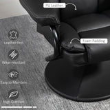 HOMCOM Recliner Chair with Ottoman Footrest, 360° Swivel Reclining Chair, Faux Leather Living Room Chair with Adjustable Backrest and Wrapped Base, Black HOMCOM