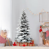 Fraser Hill Farm 7.5-Ft. Mountain Pine Flocked Artificial Christmas Tree with Stand, Unlit Foldable Fake Tree with Realistic Snowy Foliage for Home Decoration Fraser Hill Farm
