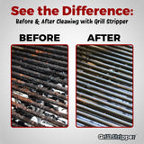 Grill Stripper BBQ Grill Brush – Bristle Free Grill Cleaner for Outdoor Grills with Triple- Grill Scraper, Replaceable Flame-Resistant Kevlar Scrubbing Sponge & Turn-Lock Head Grill Stripper