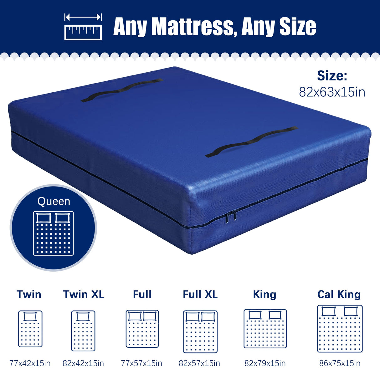 Cosy Family Mattress Bags for Moving with 8 Handles - 170GSM Extra-Thick Mattress Bag for Moving Supplies - Reusable Mattress Cover Protector Storage with Zipper - Queen Size - Blue Cosy Family