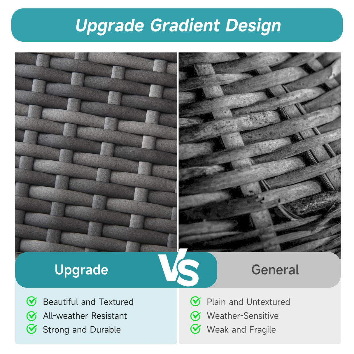 IDEALHOUSE 7 Pieces Outdoor Dining Set,Patio Sectional Sofa Conversation Set All Weather Wicker Rattan Couch Dining Table & Chair with Ottoman (Grey Rattan + Grey Cushions) IDEALHOUSE