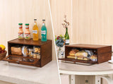 IZLIF Bread Box for Kitchen Countertop Removable 2 Shelf Natural Bamboo Bread Storage Container Bread Keeper with Clear Windows and Utensil Flatware Holder,Brown IZLIF