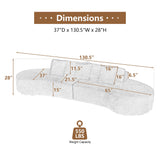 GNIXUU 130.5" Oversized Curved Sectional Sofa for Living Room, Modern Luxury TerryCloth Boneless 4 Seater Cloud Couch with Half Moon Design & 3 Pillows, Modular Memory Foam Couches, No Assembly, Black GNIXUU